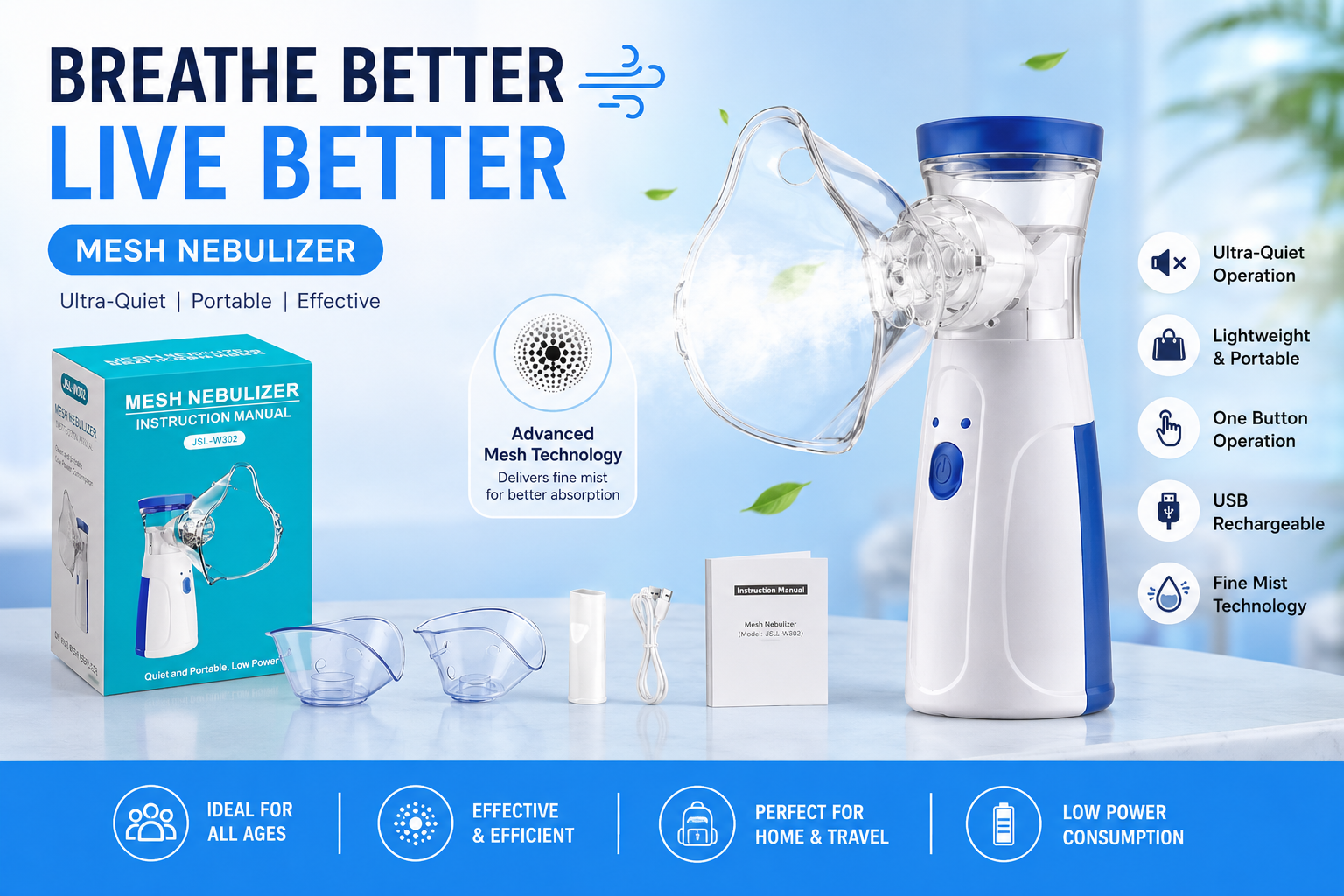 Portable Nebulizer & Humidifier for Baby & Adults